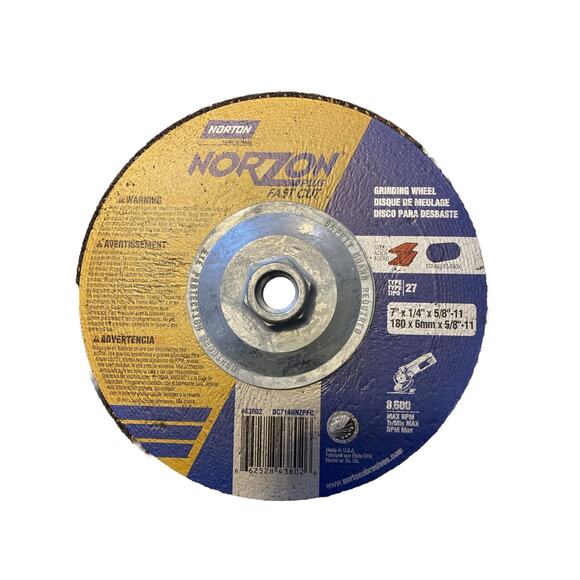Norton Plus Grinding Wheel Fast Cut Type 27 7x1/4x5/8-11 43802 8 Count New - Picture 2 of 3